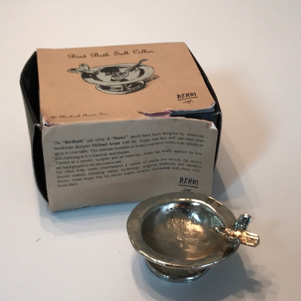 Vintage Michael Aram pewter Bird Bath Salt Cellar in original box